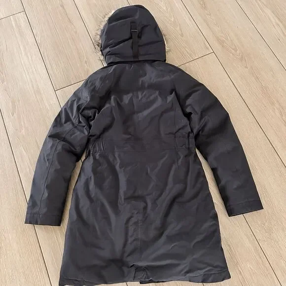 The North Face Long Hyvent Arctic Parka Down Fur Hood Blue Coat Size S - Picture 6 of 8